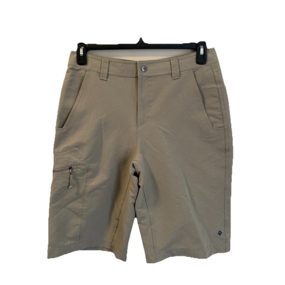 Columbia Shorts Men's Cool Creek Stretch Size 32 Khaki Beige 11" Hiking Outdoor